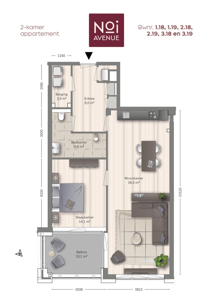 NOI Avenue, Type C9, 2-kamers, bouwnummer: 1.19, 's-Gravenhage