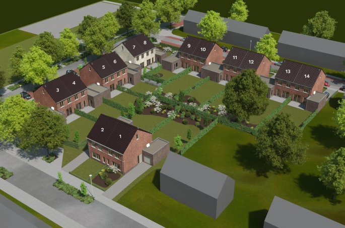 Nieuwe Gracht 14 woningen, Nieuwe Gracht twee-onder-een-kapwoningen, Kerkrade