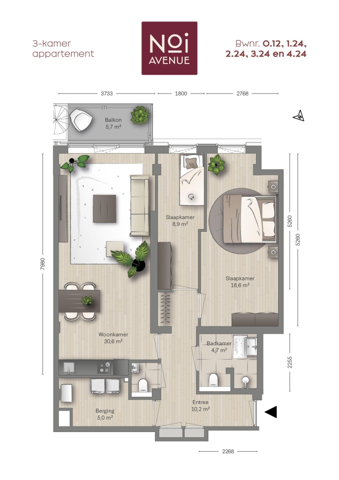 NOI Avenue, Type C6, 3-kamers, bouwnummer: 1.24, 's-Gravenhage