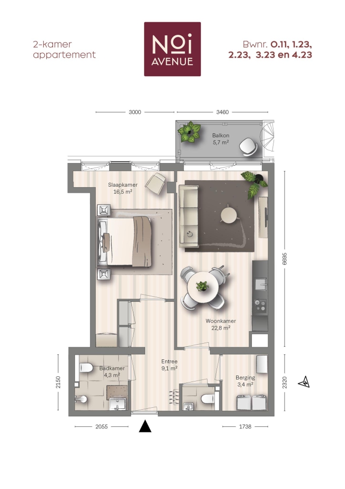 NOI Avenue, Type B5, 2-kamers, bouwnummer: 1.23, 's-Gravenhage