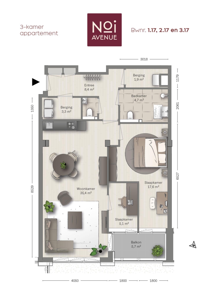 NOI Avenue, Type C10, 3-kamers, bouwnummer: 1.17, 's-Gravenhage