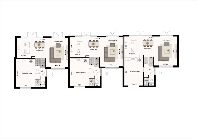 Park Hoogveld - Koekoeksbloem 4 splitlevelwoningen te Heerlen, Koekoeksbloem 3 geschakelde splitlevelwoningen, Heerlen